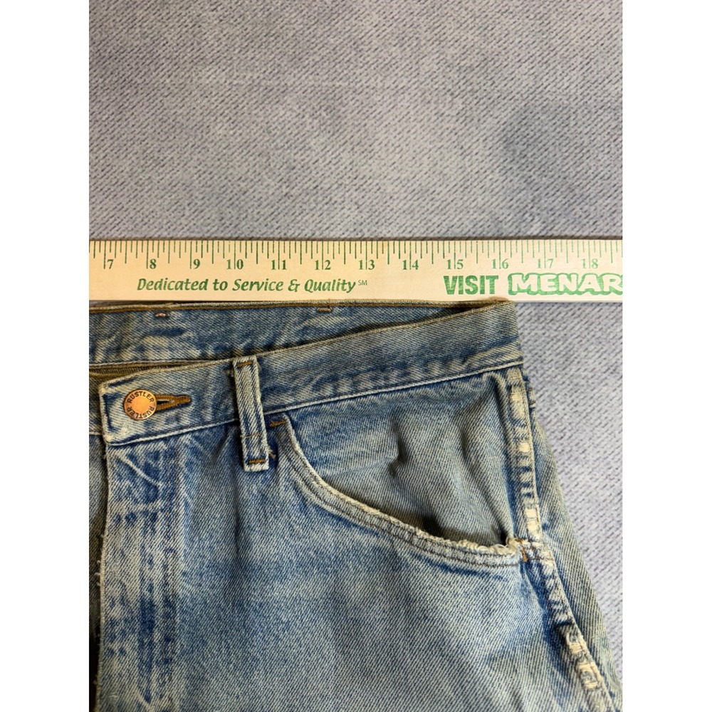 Vintage Rustler Mens Straight Leg Distressed Light Wash Denim Jeans Blue 32x33 - Picture 5 of 7
